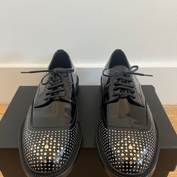 Men's Black Studded Dress Shoes - Picture 2 of 10